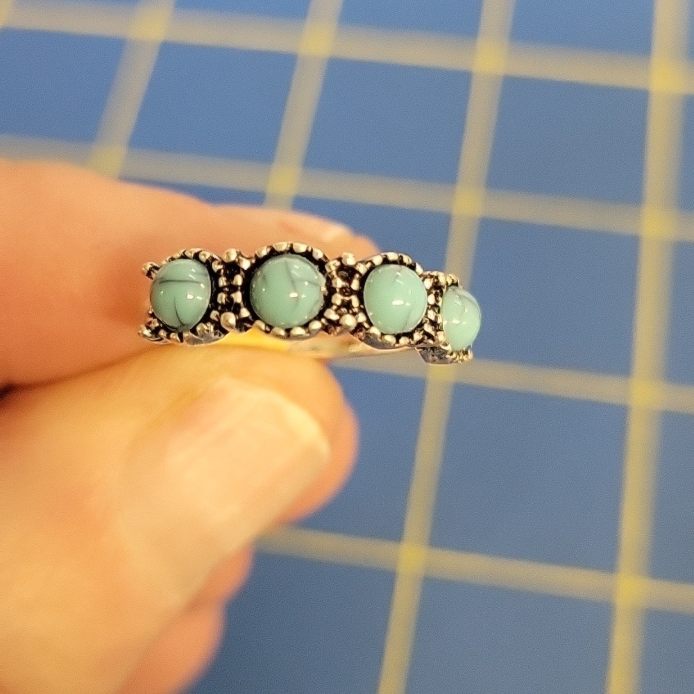 Turquoise Stone Dark Silver Tone Ring